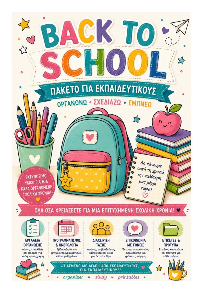 BACK TO SCHOOL - ΜΕΓΑΛΟ ΠΑΚΕΤΟ ΟΡΓΑΝΩΣΗΣ ΕΚΠΑΙΔΕΥΤΙΚΩΝ