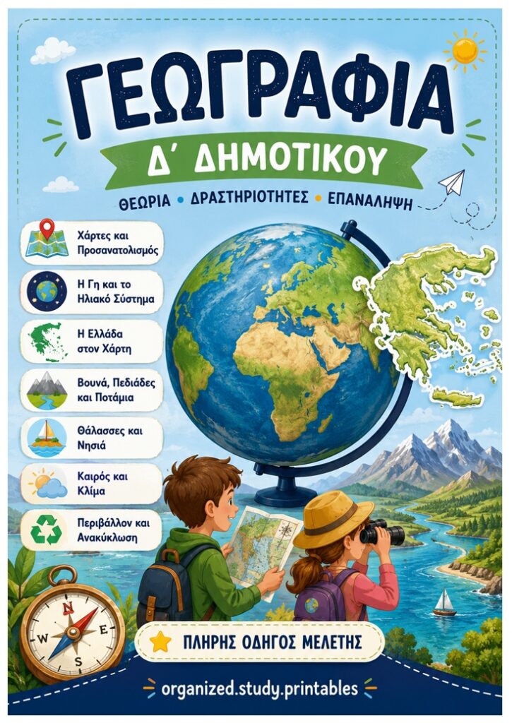Γεωγραφία θεωρία - διαγωνίσματα-λύσεις Δ' Δημοτικού