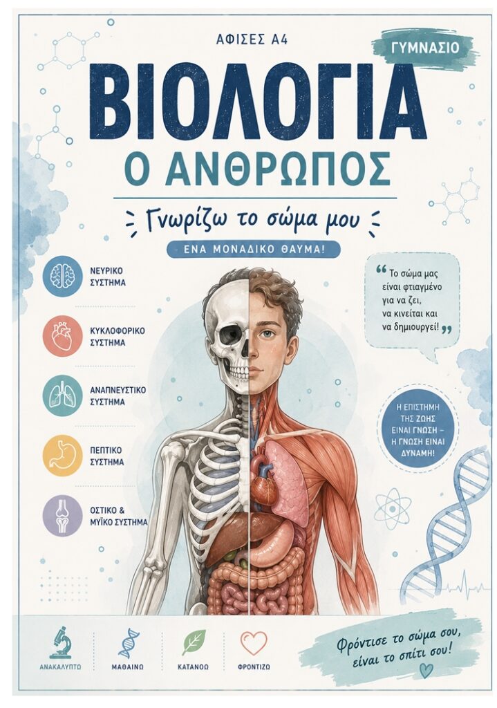 Το Ανθρώπινο Σώμα Αφίσες Γυμνασιου & ΕΝ.Ε.Ε.ΓΥ.Λ σε μορφή Α4